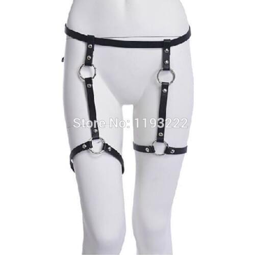 New Sexy Handmade Leather Leg Garter Belt, Punk Rock Waist Belt Cinchers O Round Garter Harness Loops