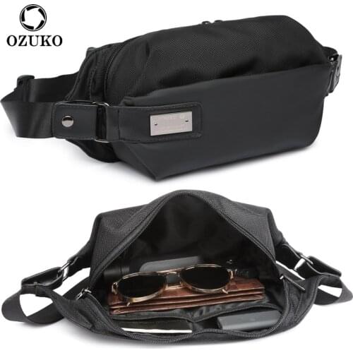 OZUKO Casual Male Outdoor Sport Men Waist Bag Chest bags Waterproof Multifunction Crossbody Shoulder Travel Fanny Pack