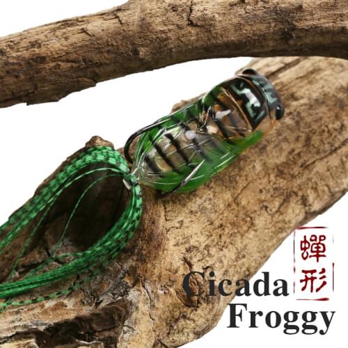 TSURINOYA Fishing Lure Frog LY21 Cicada Froggy 15.5g 65mm Popper Artificial Soft Baits Topwater Plastic Snakehead Insect Lure