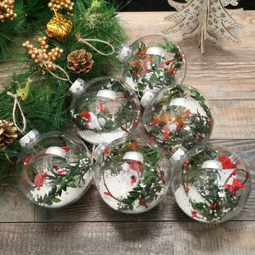 Transparent Christmas Ball Santa Claus Ball Pendant Creative DIY Birthday Party Supplies Christmas Tree Pendant