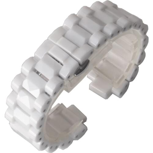 High Quality Ceramic Watchband White For brand 19mm Wrist watches men womens accessories lug 10mm Watch strap bracelet polished