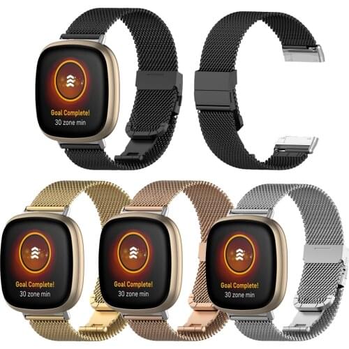 Stainless steel watchband For fitbit versa 3 butterfly buckle metal strap Women Men bracelet band for fitbit sense / versa3