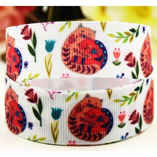 22mm 25mm 38mm 75mm Cat cartoon printed Grosgrain Ribbon party decoration 10 Yards X-04279