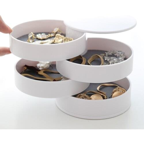 Jewelry Boxs Creative 4 Layers Rotatable Plastic Jewelry Container Case Earrings Ring Box Multi-Function Jewelry Storage Box
