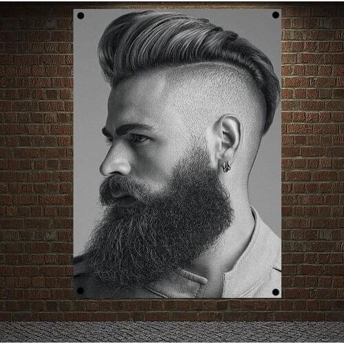 Fashioned Beard Hairstyles for Men Posters Wall Sticker Hair Salon Barber Shop Home Decor Canvas Painting Wall Hanging E5
