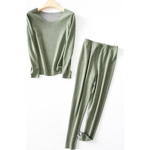 Warm Thermal Underwear Set Woman Seamless Pijamas Winter Ladies Plus Velvet Cold-proof Lingerie Womens Clothing Long Johns