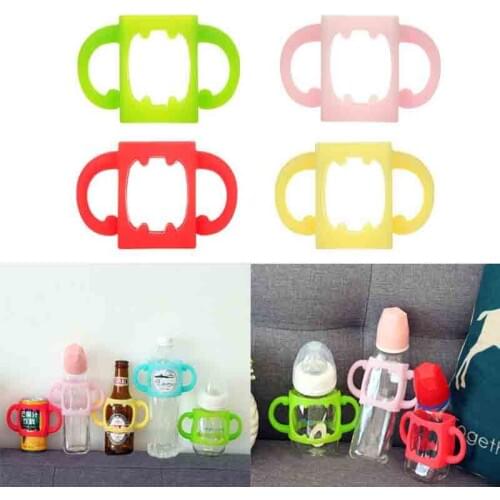 Baby Bottle Universal Handle Soft Silicone Wide Mouth Grip Multicolor Heat Resistant Feeding Bottles Accessories