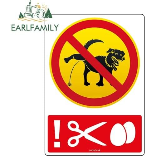 EARLFAMILY 13cm x 9.2cm for Dog No Peeing Sign Funny Car Sticker Anime Car Assessoires Decal Graffiti Vinyl Waterproof Sunscreen
