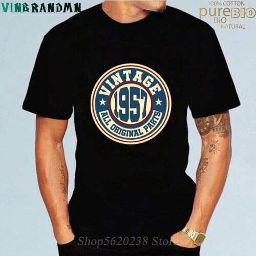 Vintage 1957 All Original Parts T-Shirt Men Made in 1957 Tees Tops 64th Birtthday Gift Bespoke Short Sleeve 100% Cotton T Shirt