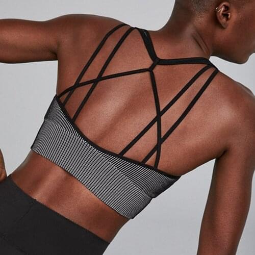 Women Push-up Sports Bra High Support Crop Top Female Running Fitness Underwear Gym Vest Cross Workout Running Training Tank