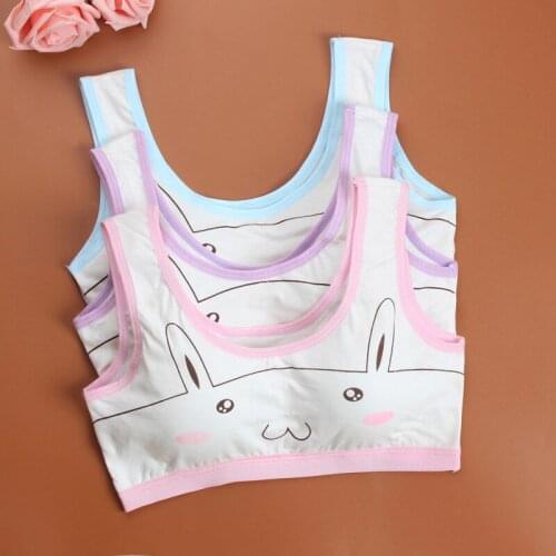 Cartoon Printing Cute Cotton Vest Underwear Summer Thin Style Breathable Girls Teenager Students Bras FS0382