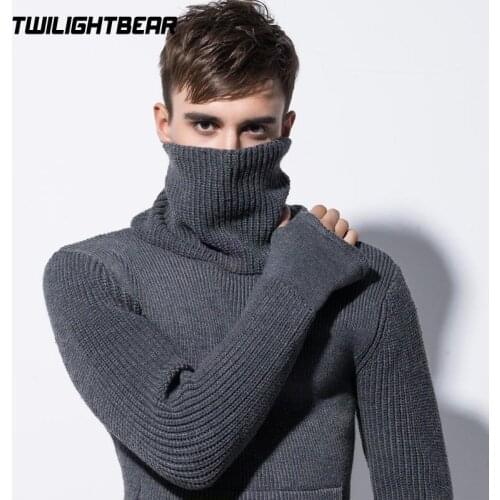Winter New Mans Sweater Turtle Neck 2018 Fashion Thicken Casual Sweater Coat Men Slim Sweater Overcoat 3XL Brand Clothing AF952
