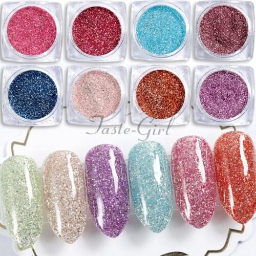 1 jar Holographic Nail Glitter Chrome Laser Holo Nail Sequins Paillettes Pigment Powder Nail Art Dust Decorations Manicure tools