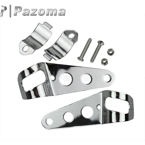 2 pcs Motorcycle Chrome Headlight Mount Brackets Fork Ear For Harley Honda Suzuki Yamaha Ducati Chopper Cafe Racer