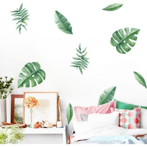 3 Style Fantastic Fresh Tropical Plant Leaf Wall Stickers For Garden Party decoratio Dining Room Playroom Wall Decal Home Decor