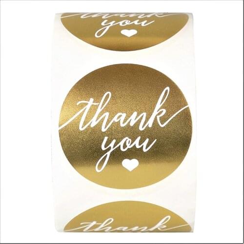 500Pcs/Roll 38MM Gold Thank You Stickers Seal Label Handmade Gift Cake Sticker
