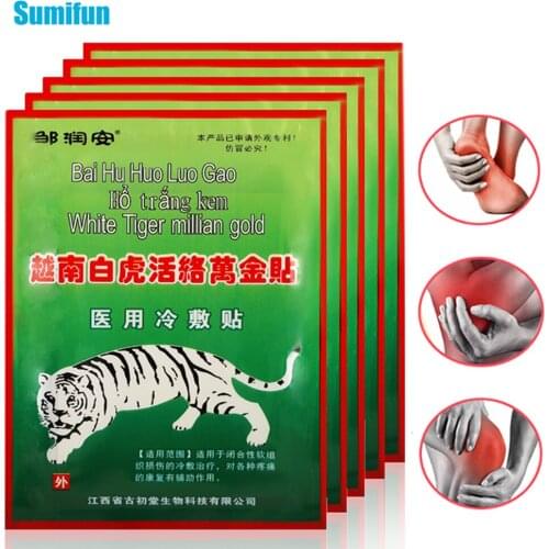 8pc White Tiger Pain Relief Plaster Joint Lumbar Pain Relieving Patch Knee Body Fatigue Rheumatoid Arthritis Patch Health Care