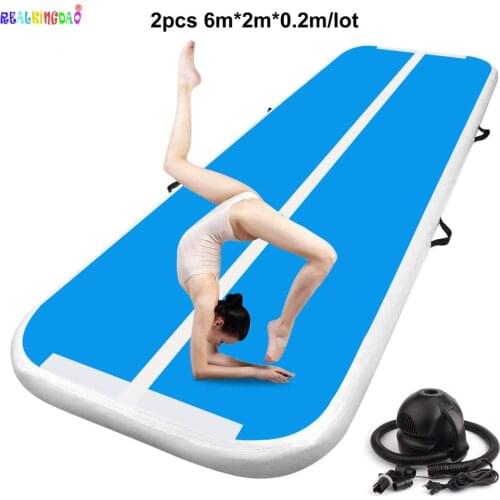 Free shipping 2pcs 6m*2*0.2m Inflatable Cheap Gymnastics Mattress Gym Tumble Airtrack Floor Tumbling Air Track