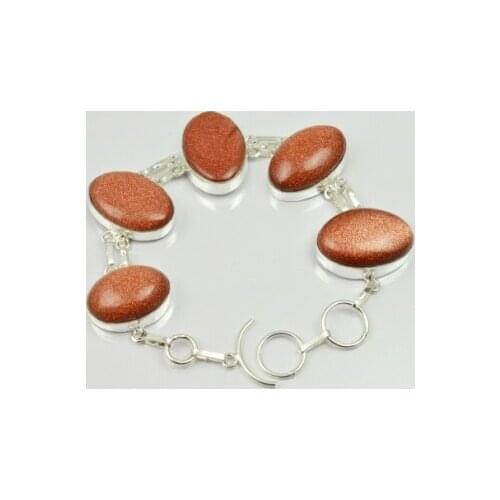 Sun Stone Bracelet Silver Overlay over Copper , 23 cm, B2044