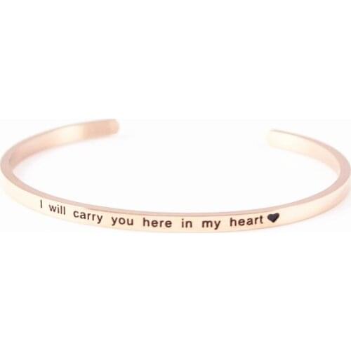 "I Will Carry You Here In My Heart" New Men Twisted Carved Cuff Bracelet Antique Cuff Bang Bangle Stainless Steel Unisex Jewelry