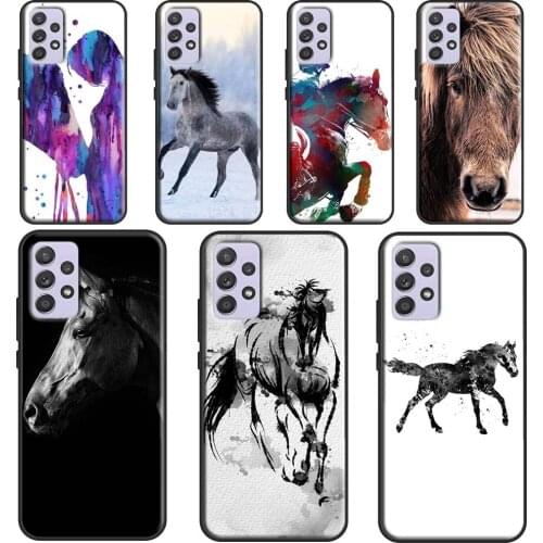 Horse Watercolor Flowers Case For Samsung A72 A52 A42 A32 A12 A70 A50 A40 A30 A10 A20 S A11 A41 A51 A71 A21S Cover