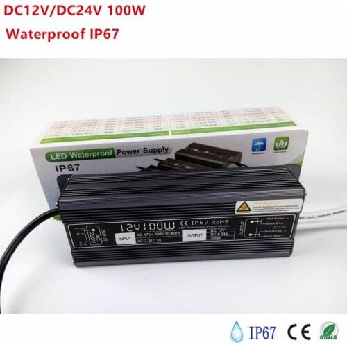 DC12V 8.33A 100W Aluminum LED Driver Lighting Transformer AC110-260V Switching Power Supply Adapter Waterproof for LED Strip