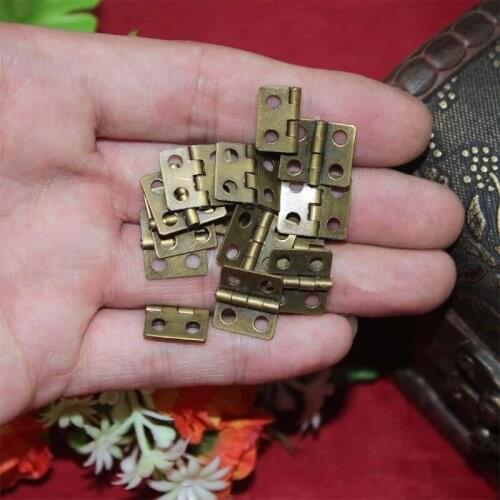 Bronze Tone Cabinet Door Luggage Mini Hinge,4 Holes Decor,Furniture Decoration,Antique Vintage Old Style,12*13mm,100Pcs