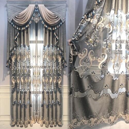 European luxury villa 3D jacquard relief Blackout curtains for Living Room Royal Custom curtains for Bedroom/Kitchen Window