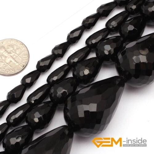 Drop Faceted AA Grade Black agat Beads Natural Stone Bead DIY Bead For Fashion Jewelry Making Strand 15" Wholesale