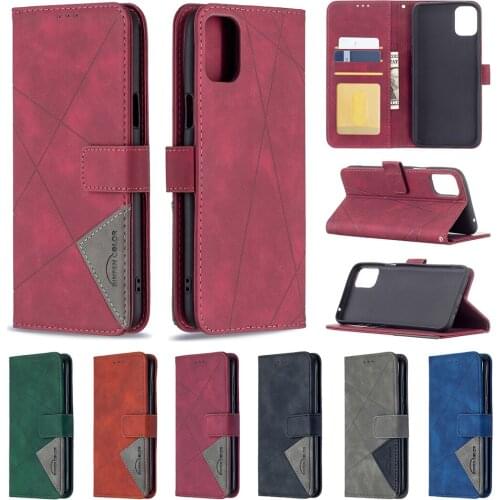 Splicing Leather Case for LG K42 Flip Wallet Cover Durable Diamond Pattern Card Solts Shockproof Stand Full Protection Phone Bag