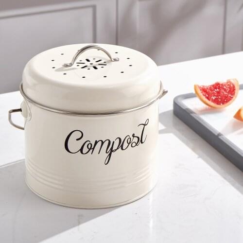 Kitchen Compost Storage Bins Home Trash Can for Food Anti-rust Household Cleaning Tools Waste Bins with Carbon Filtration