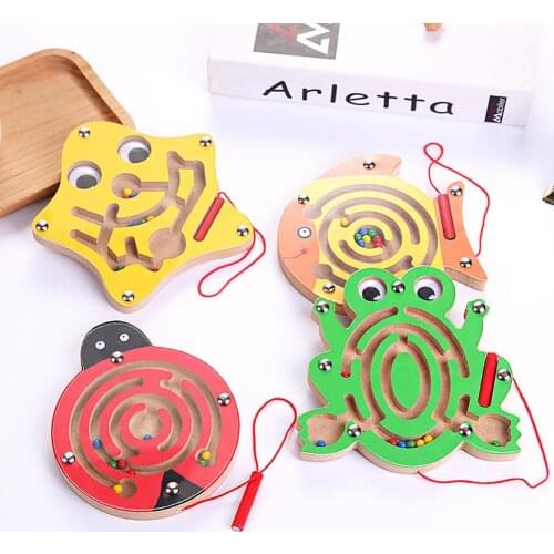Magnetic Mazes Toy Kids Teaser Wooden Puzzle Game Brain Intellectual Jigsaw Board Early Learning Educational toys For Children