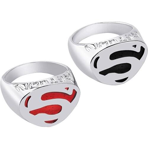 Fashion Silver Super Hero Symbol Ring For Men Women Vintage Fingure Ring Jewelry for Movie Fans Collection