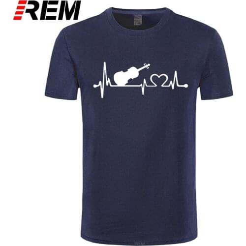 REM Custom Printed T Shirts Mens Short Sleeve O-Neck Tee The Violin Heartbeat T Shirt Top Quality Summer New Fashion