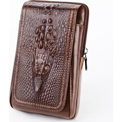 High Quality Genuine Leather Mens Belt Bags Cell Phone Case Cover Cowhide Designer Fanny Pack Belt Pocket Dad Hip Waist Bum Bag