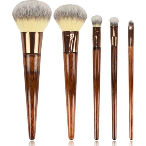 5pcs high quality bamboo handle makeup brush set with cruelty vegan hair cosmetics tools set