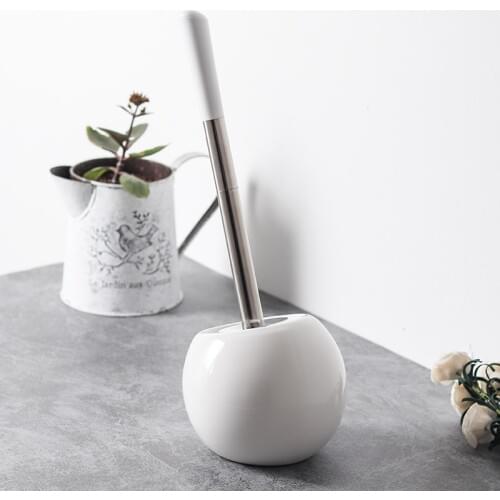 Rvs toilet brush set Creative toilet base free punch white ceramic household bathroom brush