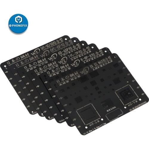 WL Black Steel BGA Reballing Stencil Kit for iPhone 12 11 Pro XS MAX XR X 8P 8 7P 7 6S 6 CPU IC Chip Tin Planting Soldering Net