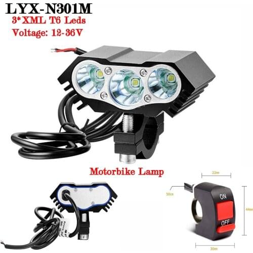 12V/24V/36V High Light Electric Vehicle Headlamp External Motorcycle LED Lamp T6 Storage Battery Motorbike Spotlight Accessories