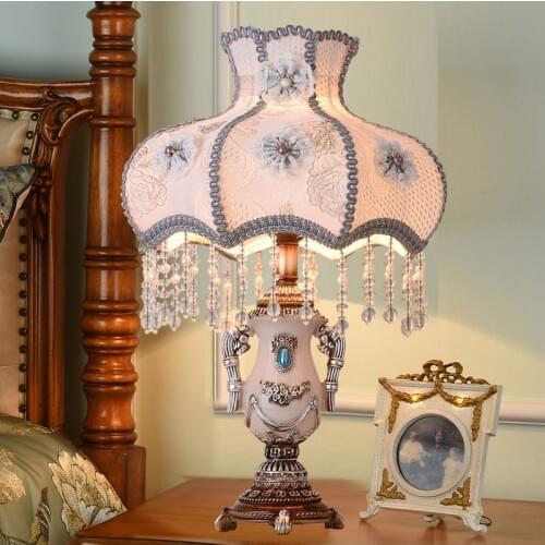 33 x 35cm European Style Table Lamp Bedroom Bedside Table Lamp Romantic Home Lighting Lamp Dimmable Table Lamp for Living Room