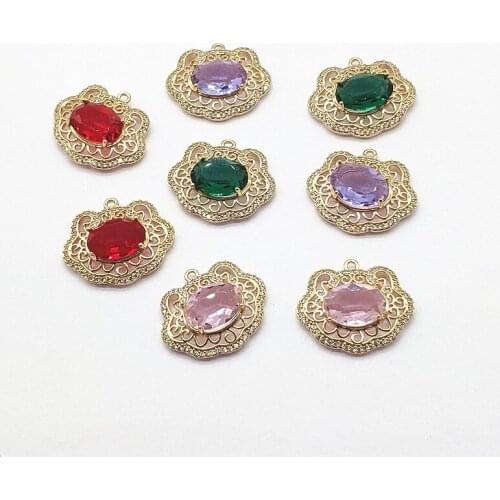 New arrival! 23x27mm 20pcs Zircon/Crystal Oval shape charm for Jewelry accessories Earrings DIY parts,hand Made Earring Making