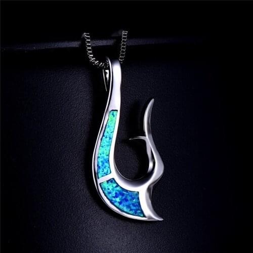 Cute Female Dolphin Tail Pendants Necklaces Fashion silver color Jewelry Boho Blue White Fire Opal Necklaces For Women