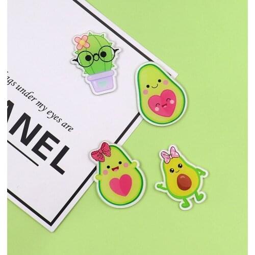 5pcs/lot Japan and South Korea ins patch avocado children student gifts cute acrylic needle-free bag sweater girl accessories