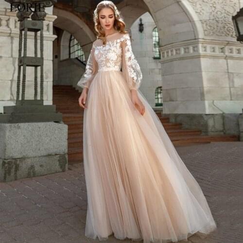 2019 Appliques A-Line Wedding Dress Lantern Sleeves Tulle Boho Wedding Gowns Vestido De Novia Princess Wedding Party Dress