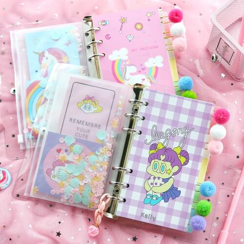PVC A6 Spiral Ring Binder Notebooks Journal Planner Notebook Agenda Organizer Note Book for Girl School Student Stationery