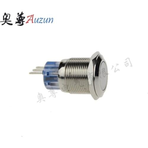 The 19mm self-locking metal button switch 3 feet 1 often open a regular closed copper nickel flat head 5A
