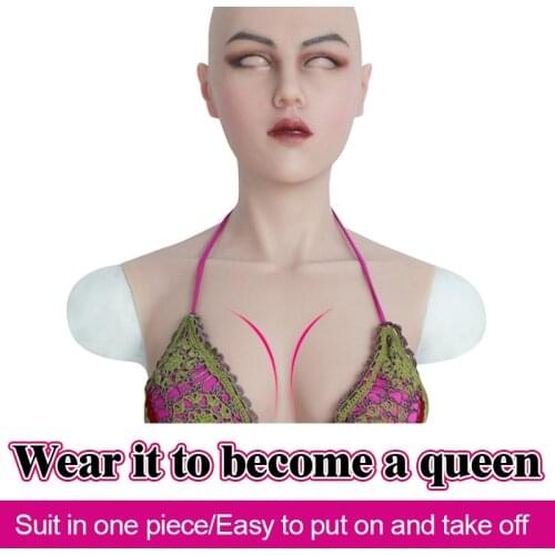 Silicone Breast Forms Whole Body Suits With Arms Fake Boobs May Mask Body Suits Crossdresser Shemale Artificial Latex Shapewear
