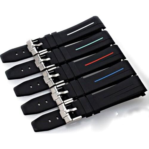 Silicone Waterproof Watch band for Mijia Hippocampus Super Black and Green Water Ghost Ghost King 20mm TAG Rolex Watches strap