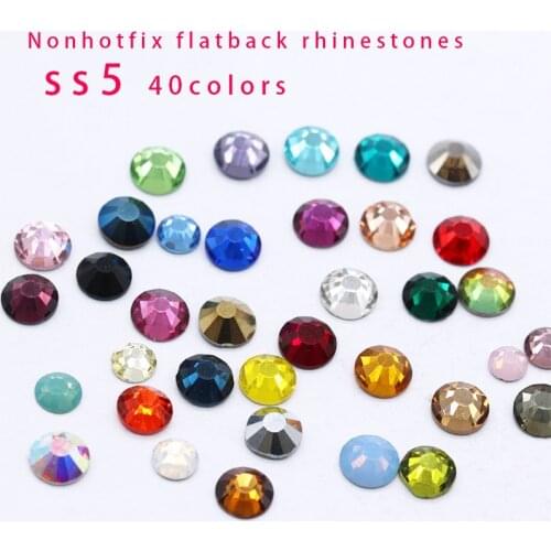 Ss5 1440Pcs Glitter Various 40 Colors Rhinestone Crystal Flat back Nail Body Art Face Gem Festival Costume Craft Decorations