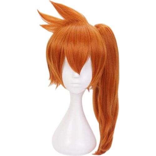 My Boku No Hero Academia Itsuka Kendo Orange Ponytail Cosplay Heat Resistant Synthetic Hair Carnival Halloween Party + Wig Cap